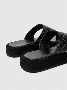 HighSole 女士黑色厚底坡跟凉鞋