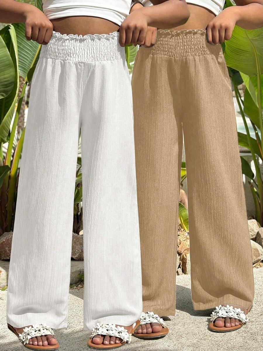 2 chiếc quần ống rộng xếp ly gấu cho bé gái tuổi teen, thích hợp mặc đi nghỉ mát, đi biển, du lịch, ở nhà, đi học, đại học, phong cách thời trang thu/đông. - Nhiều màu - Xem 1