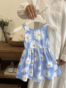 LMoss Kids 女婴碎花无袖休闲连衣裙