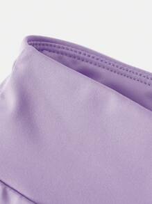 Sparklyn 青少年女孩户外瑜伽运动弹力舒适自由拉伸时尚骑行网球健身徒步露营运动夹克和喇叭裤套装，海军蓝 - 淡紫色 - 查看 3