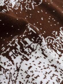 SHEIN Cottnline Men Graphic Pattern High Neck Regular Sweater - Brown - View 8