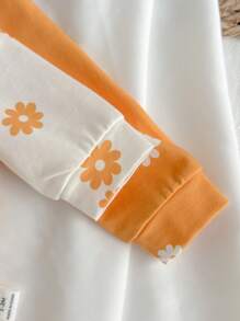 Loomiva 2pcs/Set Baju Terusan Bayi Perempuan Baru Lahir Motif Bunga Rajut Lembut Leher Bulat Lengan Panjang dengan Motif Bunga Daisy dan Piyama Terusan untuk Musim Gugur dan Musim Dingin - MultiWarna - View 3
