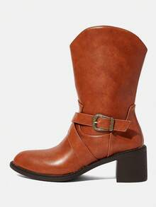 Styleloop New Women European & American Style Rider Boots, Thick Sole Anti-Slip Durable, Soft & Comfortable Ladies Boots - Brown - View 2