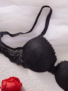 SHEIN 1 件女士蕾丝厚杯加厚聚拢钢圈文胸