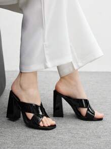 CUCCOO BIZCHIC 女士派对/约会/会议粗跟性感高跟凉鞋，适合通勤和户外场合 - 黑色 - 查看 5