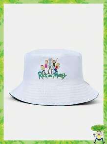 Rick and Morty X SHEIN Reversible Bucket Hat With Allover Green Print - Green - View 2