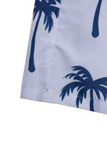 Surfspeed Men Plus Size Palm Tree Print Drawstring Waist Swim Trunks