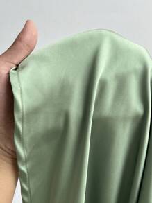 Viva Relle Plus Size Summer Elegant Solid Color Sleeveless Dress - Green - View 7