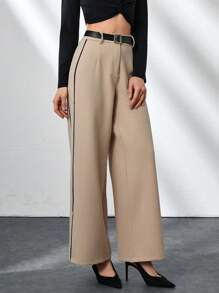 CLARA VERO PANTALONES ANCHOS CON CINTA DE CONTRASTE PARA MUJER CON CINTURÓN