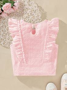 少女休闲优雅可爱提花针织上衣，适合度假、休闲和日常穿着 - 粉色 - 查看 2