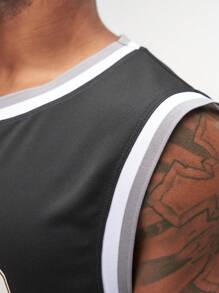 Camiseta de tirantes cortos de rendimiento de ARC Activewear, camiseta de gimnasio, camiseta de baloncesto - Negro - Ver 4