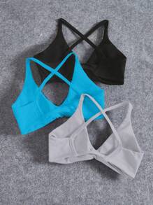 Yoga Basic 3 PCS Seamless Yoga Sports Bra / Twist Front Design / Versatile For Sports & Daily Wear - Multicolor - View 2