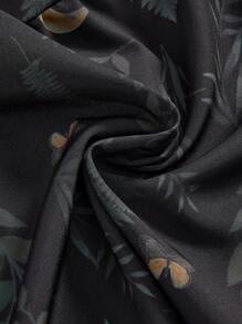 ROMWE Goth 大码女式夏季海滩波西米亚风假日新月与植物复古全印花无袖连衣裙 - 黑色 - 查看 2