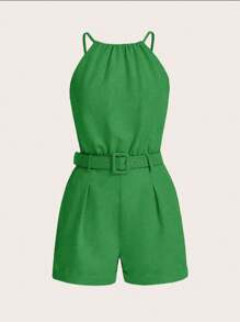 EMERY ROSE Mono sin mangas sencillo de unicolor para mujeres - Verde - Ver 3