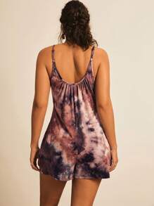 SHEIN VCAY 大码扎染印花休闲连体裤