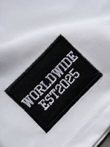 Manfinity EMRG Áo thun họa tiết hình cánh dơi rộng rãi phong cách đường phố - trắng - Xem 5