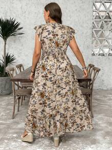 SHEIN LUNE Váy dài họa tiết Paisley cỡ lớn cho kỳ nghỉ thường ngày theo phong cách Boho mùa hè theo phong cách Boho cổ điển - Màu be - Xem 2