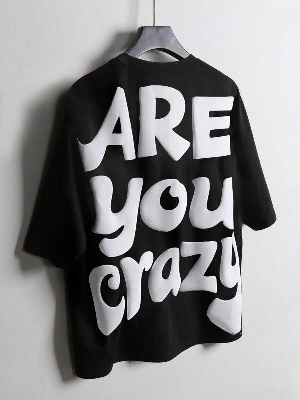 Manfinity Sporsity Letter Print Men's Loose Round Neck Short Sleeve Casual T-Shirt Oversized Graphic Tee Graphic Tees Funny Oversized T Shirt Cool Tshirts Streetwear Clothes Oversized Graphic Tees Graphic Tshirts Oversized T-Shirt Streetwear T-Shirt