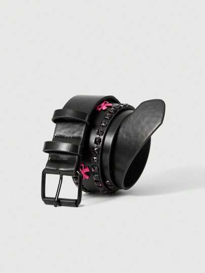 Kawaii Cinturón con doble hebilla y moño estilo punk, apto para vestidos