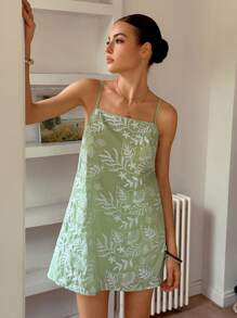 Rafferiza 女士刺绣吊带连衣裙，适合通勤和度假