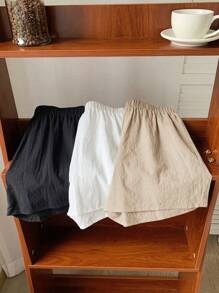 Comfortcana 3pcs/Set Plus Size Colorful Short Shorts, Fashionable For Summer - Khaki - View 3