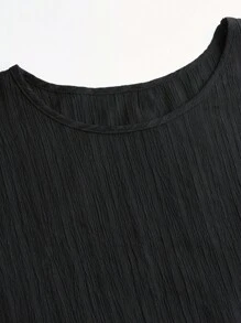 2pcs Plus Size Women Textured Summer Outfit Set, 2025 New Elegant Relaxed Style