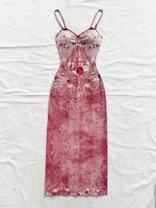 Soleia 女式花卉印花褶饰无袖长款度假连衣裙 - 彩色 - 查看 3