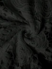 Rometta 大码女式圆领无袖蕾丝拼接优雅吊带背心衬衫 - 黑色 - 查看 5