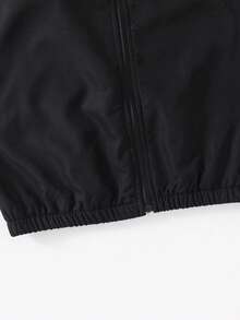 SHEIN Tween Boys Casual Thermal Lined Hooded Mid-Length Thick Woven Jacket, Suitable For School, Garden, Beach, Birthday, Spring, Summer, Autumn, Winter - Black - View 6