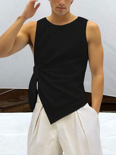 Manfinity Dauomo Men's Solid Color Casual Sleeveless Tank Top