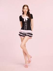 CUCCOO DOLLMOD Sandalias con puntera cuadrada, tacón ancho y lazo, elegantes y de moda para mujer, color rosa - Rosa - Ver 10