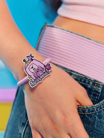 Adventure Time X ROMWE Lien pour cheveux avec impression d'étoile de vœu rose mignonne de princesse
