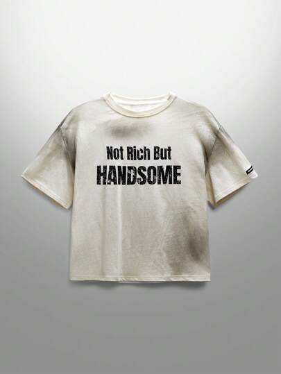 NEON BLANC 1pc Men's Street Style Fitted Crew Neck Knit T-Shirt, Suitable For Summer