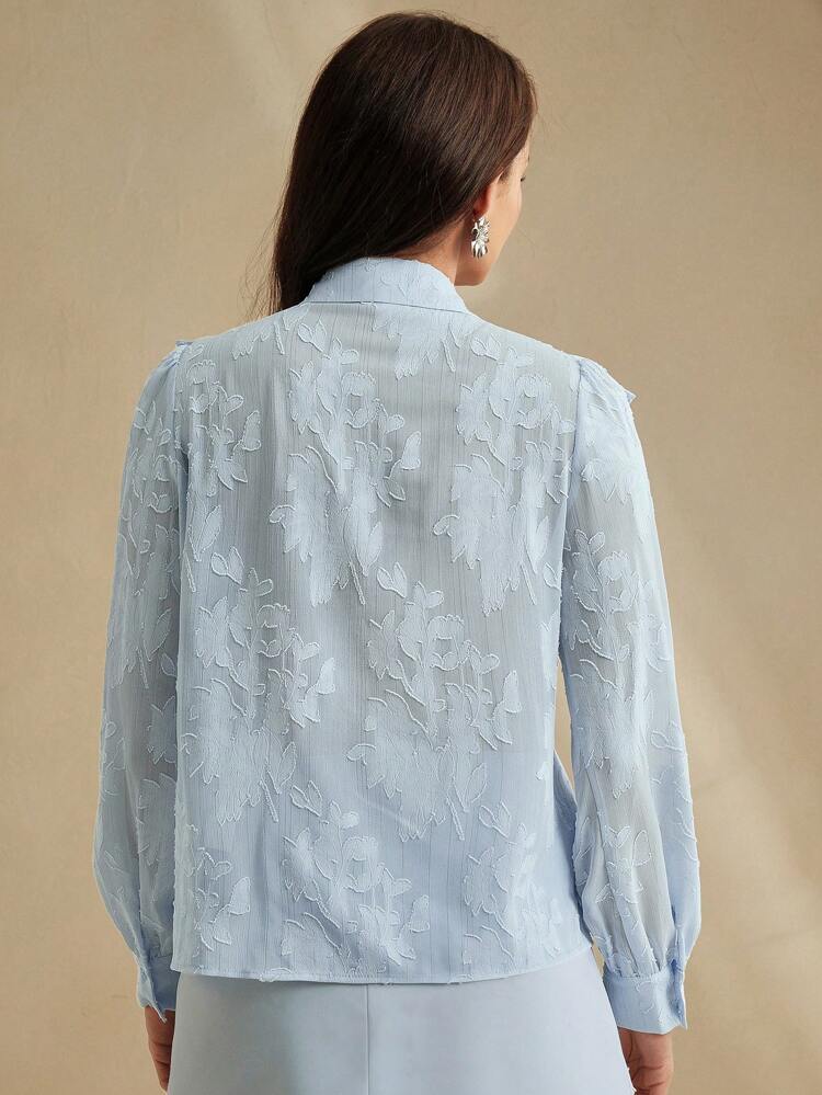 Blusa de manga larga para mujer con diseño de volantes, adornada con cuentas y lentejuelas