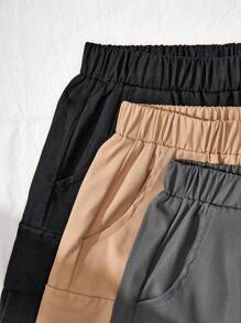 3-Pack Tween Boys Woven Shorts In Black, Khaki, Grey - Multicolor - View 4