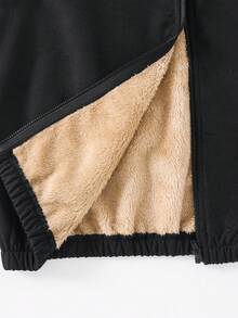 SHEIN Tween Boys Casual Thermal Lined Hooded Mid-Length Thick Woven Jacket, Suitable For School, Garden, Beach, Birthday, Spring, Summer, Autumn, Winter - Black - View 7