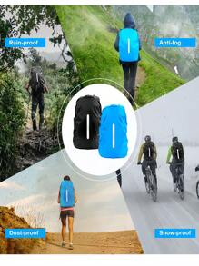 1 Pieza Mochila negra impermeable y antifouling de 15-75L, Cubierta antipolvo para bolsa de viaje, senderismo y montañismo al aire libre, Cubierta protectora plegable para mochila con tiras reflectantes, Adecuada para exteriores, montañismo, transporte, escuela, hogar, almacenamiento de viaje - Azul - Ver 6
