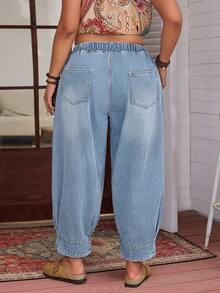 EMERY ROSE Women Plus Size Non-Elastic Waist Casual Jeans - Light Wash - View 2