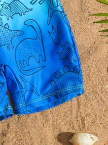 Young Boy Ombre Dinosaur Zip-Up One-Piece Swimsuit, Sibling Matching Outfits (Sold Separately, 2pcs) - Multicolor - View 7
