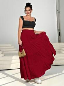 Solflare Gonna lunga a campana bordeaux per donne taglia forte - Bordò - Visualizzare 5
