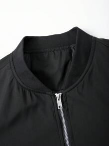 Manfinity Homme Áo khoác gió ngoài trời màu trơn đa năng cho nam Áo khoác đen có khóa kéo cho nam Áo khoác thường ngày cho nam, Mùa thu - màu đen - Xem 4