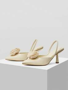 MOTF PREMIUM STEREO FLORAL POINTED TOE HIGH HEEL PUMPS - Beige - View 9