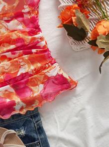 SHEIN VCAY Knitted Mesh Printed Tight Fitting Top For Women, Knitting Graphic Printed,Elegant Summer Vacation Woman,Bohemia Beach Vacation,Boho Chic,Country Concert,Holiday Festival,Beach,Old Money Style Women,Tube Top,Graduation,Vacation Style,Casual Summer Vacation Woman