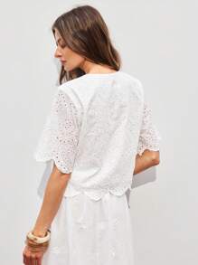 ATUI Studio Women's Summer Holiday Vacation Casual Boho Fairycore  White Suspenders French Embroidery Lace-Up Placket Top,Summer Outfits For Women,Beach Vacation Outfits,Summer Tops For Women,European Summer,Going Out Tops Women,Concert Outfits,Brunch Outfits For Women,Cute Summer Tops