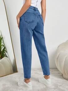 SHEIN PETITE JEAN AZUL CLARO DE TALLE ALTO CORTE DE MAMÁ PARA PETITE