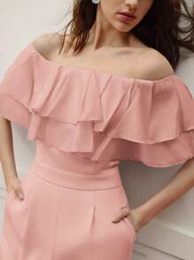 MOTF PREMIUM 女式露肩荷叶边修腰长款连体裤 - 彩色 - 查看 2