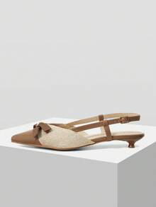 MOTF Sandalias planas para mujeres con tira de lazo, puntera puntiaguda y talón bajo, versátiles y de moda