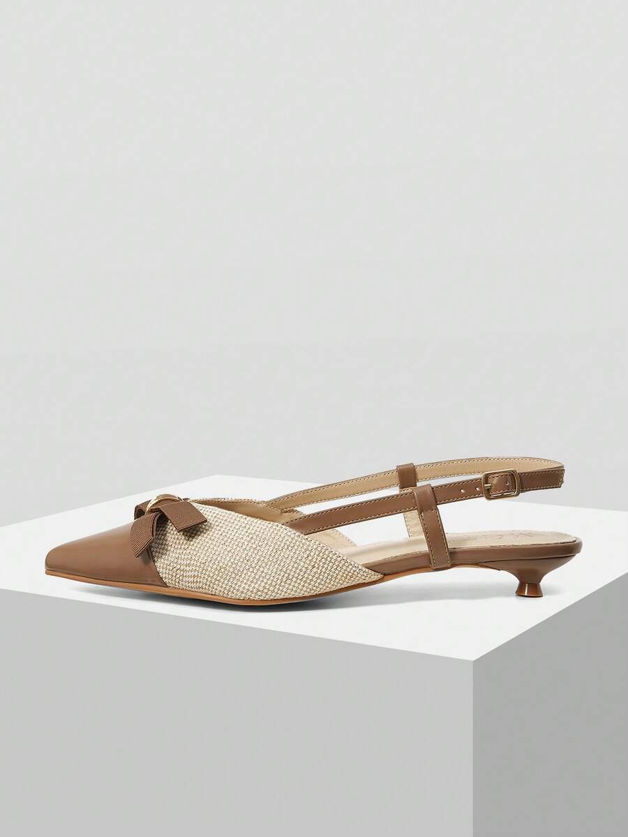 MOTF Sandalias planas para mujeres con tira de lazo, puntera puntiaguda y talón bajo, versátiles y de moda