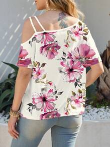 Shutterstock Glamance Camiseta de mujer con estampado floral de un hombro, adecuada para conjuntos de oficina de mujer casual de verano, atuendos de playa para mujer