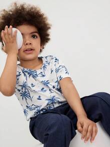 SHEIN 年輕男孩熱帶印花t恤